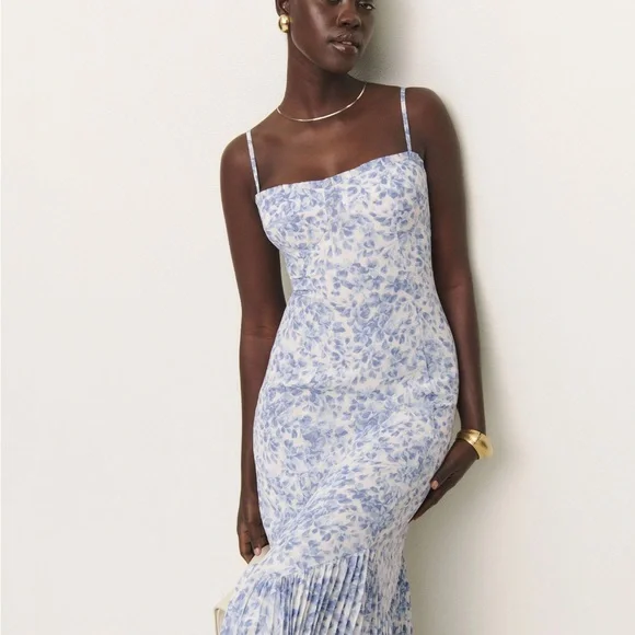 Reformation Blue Floral Midi Dress - Picture 3 of 6